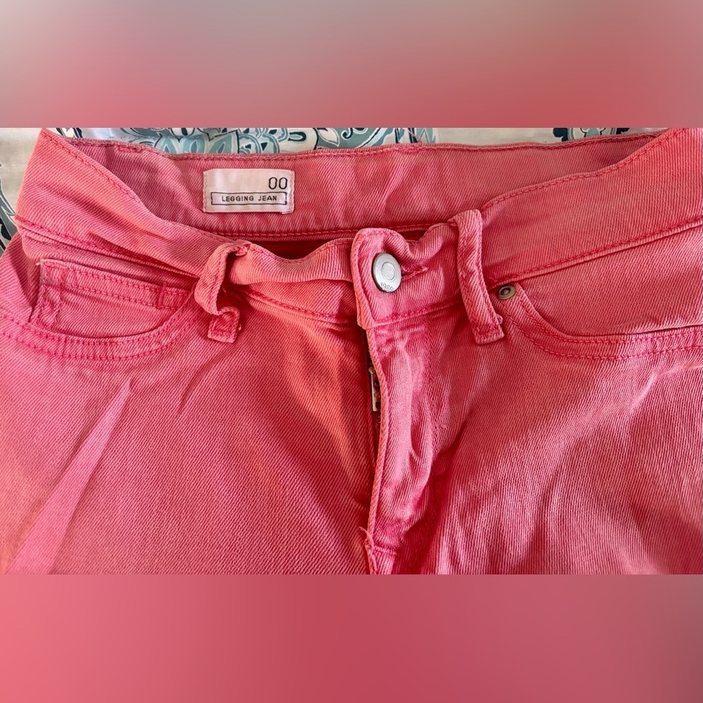 GAP Pink Skinny Jeggings Size 00 Stretch Denim Mid Rise Pants Womens